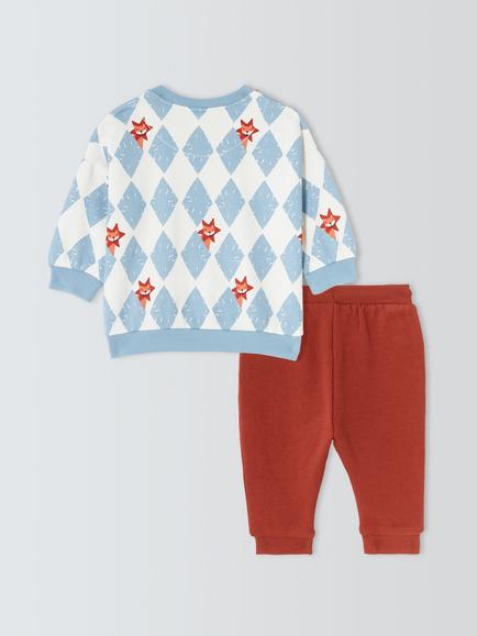 John Lewis Baby Harlequin Star Fox Sweater & Joggers Set, Multi - view 2, Multi