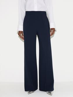 Jigsaw Modern Crepe Wide Leg Trousers, Navy, Navy