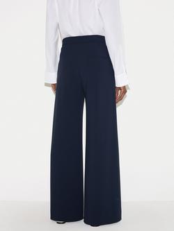 Jigsaw Modern Crepe Wide Leg Trousers, Navy - view 2, Navy