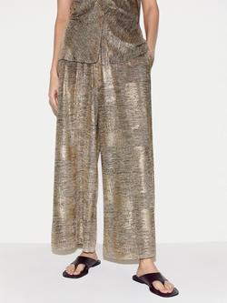 Jigsaw Shimmer Jersey Palazzo Trousers, Gold, Gold