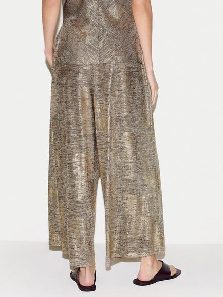 Jigsaw Shimmer Jersey Palazzo Trousers, Gold - view 2, Gold