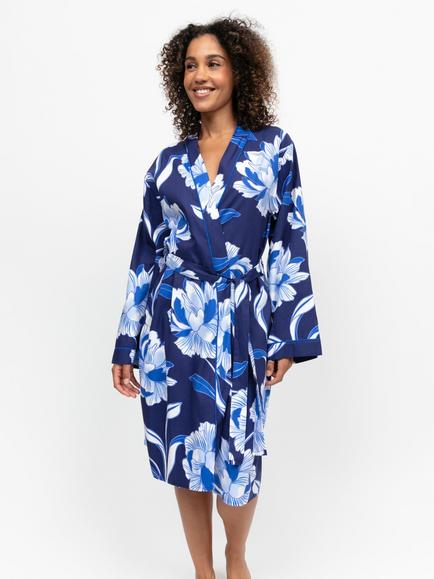 Cyberjammies Essie Floral Dressing Gown, Navy, Navy