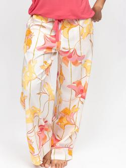 Cyberjammies Amelia Floral Stripe Pyjama Bottoms, Coral Pink/Multi, Coral Pink/Multi