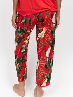 Cyberjammies Tara Bird Print Cropped Pyjama Bottoms, Red/Multi - view 2, Red/Multi