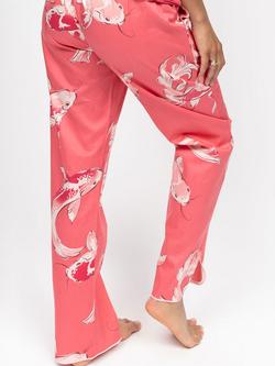 Cyberjammies Amelia Koi Print Pyjama Bottoms, Salmon Pink - view 2, Salmon Pink