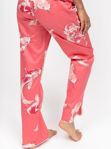 Cyberjammies Amelia Koi Print Pyjama Bottoms, Salmon Pink - view 2, Salmon Pink