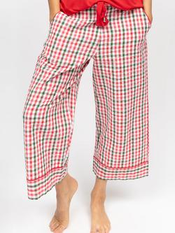 Cyberjammies Tara Gingham Seersucker Cropped Pyjama Bottoms, Red/White/Green, Red/White/Green