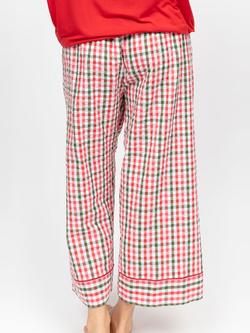 Cyberjammies Tara Gingham Seersucker Cropped Pyjama Bottoms, Red/White/Green - view 2, Red/White/Green