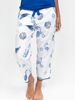 Cyberjammies Essie Sea Horse Stripe Cropped Pyjama Bottoms, Dark Blue/Multi, Dark Blue/Multi