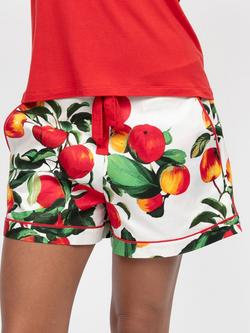 Cyberjammies Tara Apple Print Pyjama Shorts, Red/Multi, Red/Multi