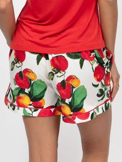 Cyberjammies Tara Apple Print Pyjama Shorts, Red/Multi - view 2, Red/Multi