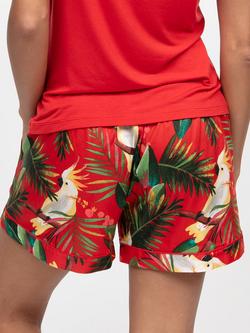 Cyberjammies Tara Bird Print Pyjama Shorts, Red/Multi - view 2, Red/Multi