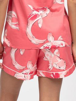 Cyberjammies Amelia Koi Print Pyjama Shorts, Salmon Pink - view 2, Salmon Pink