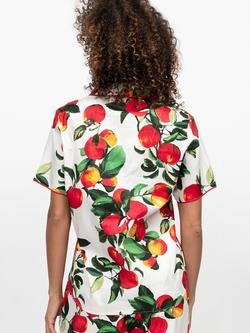 Cyberjammies Tara Apple Print Pyjama Shirt, Red/Multi - view 2, Red/Multi