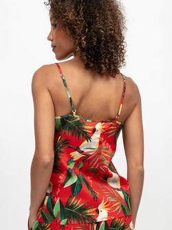 Cyberjammies Tara Bird Print Camisole Pyjama Top, Red/Multi - view 2, Red/Multi