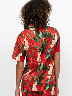 Cyberjammies Tara Bird Print Pyjama Shirt, Red/Multi - view 2, Red/Multi