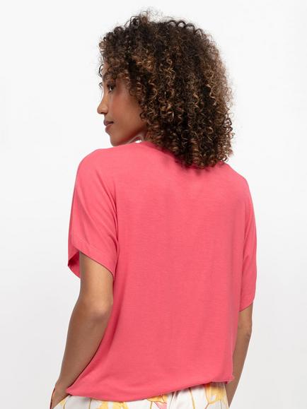 Cyberjammies Amelia Jersey Cap Sleeve Pyjama Top, Coral Pink - view 2, Coral Pink