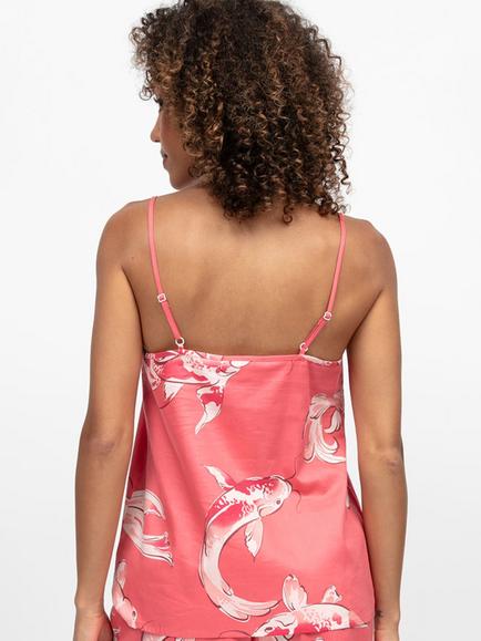 Cyberjammies Amelia Koi Print Camisole Pyjama Top, Salmon Pink - view 2, Salmon Pink