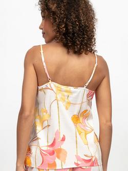 Cyberjammies Amelia Floral Stripe Camisole Pyjama Top, Coral Pink/Multi - view 2, Coral Pink/Multi
