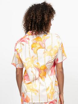Cyberjammies Amelia Floral Stripe Pyjama Shirt, Coral Pink/Multi - view 2, Coral Pink/Multi