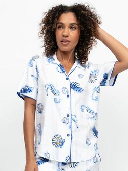 Cyberjammies Essie Sar Horse Stripe Pyjama Shirt, Dark Blue/Multi, Dark Blue/Multi