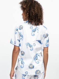 Cyberjammies Essie Sar Horse Stripe Pyjama Shirt, Dark Blue/Multi - view 2, Dark Blue/Multi