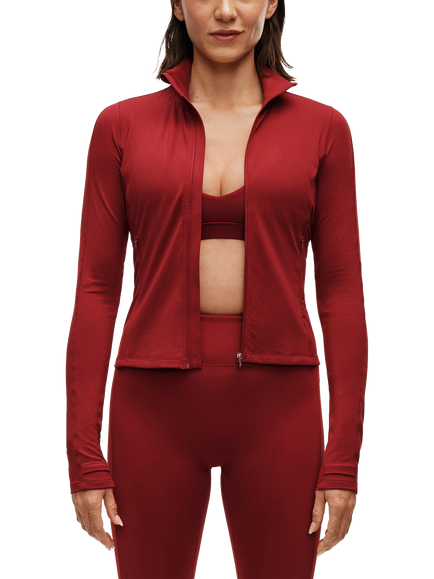 Casall Soft Touch Zip Front Jacket, Maroon Red - view 2, Maroon Red