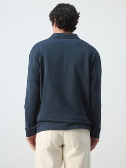 Mango Cotton Regular Fit Long Sleeve Polo Shirt, Navy - view 2, Navy