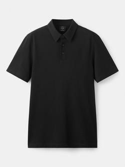 Mango Cotton Blend Regular Fit Short Sleeve Polo Shirt, Black, Black