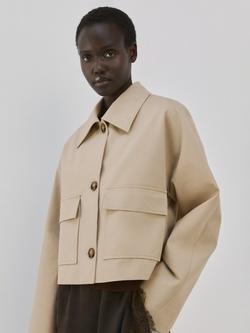 Mango Brava Cropped Jacket, Beige, Beige