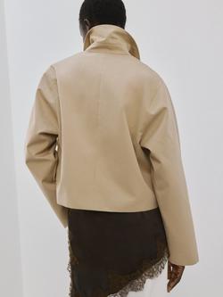 Mango Brava Cropped Jacket, Beige - view 2, Beige