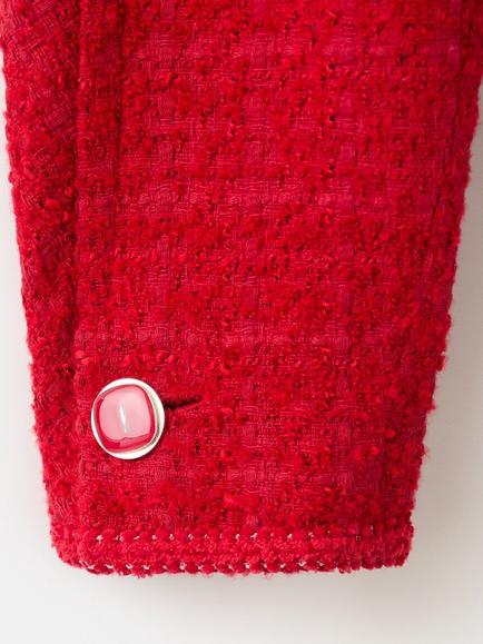 Mango Ditora Jewel Button Tweed Jacket, Red - view 2, Red