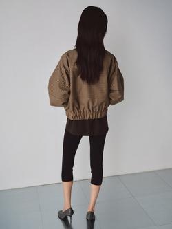 Mango Josef High Neck Check Jacket, Brown - view 2, Brown