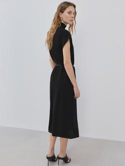 Mango Vera High Neck Belted Midi Dress, Black - view 2, Black