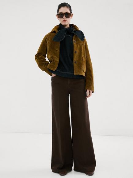 Mango Elise High Rise Wide Leg Jeans, Chocolate, Chocolate