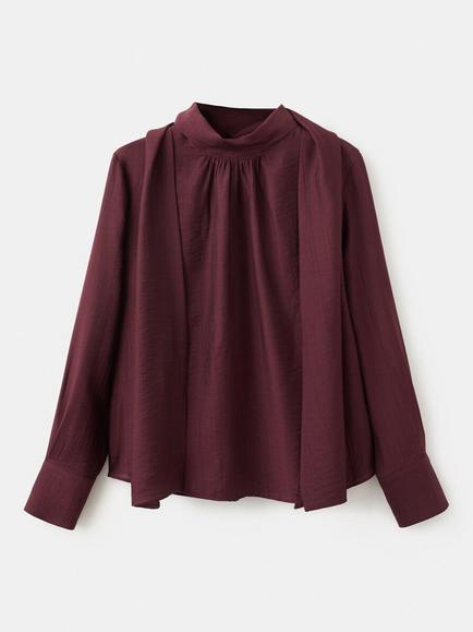 Mango Stut High Neck Blouse, Garnet, Garnet