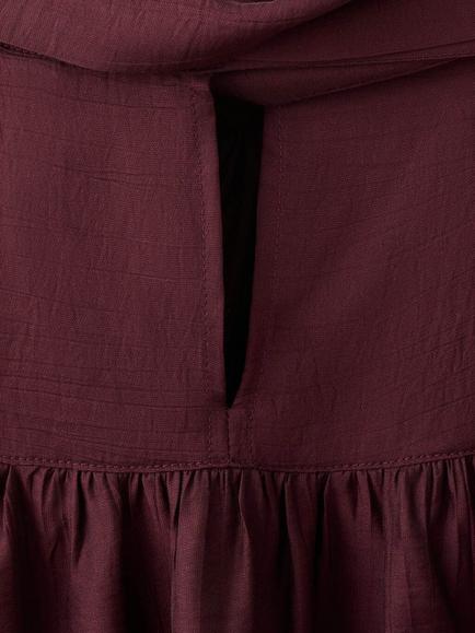 Mango Stut High Neck Blouse, Garnet - view 2, Garnet