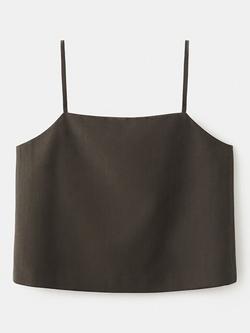Mango Square Neck Cropped Camisole, Chocolate, Chocolate