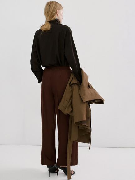 Mango High Rise Fluid Wide Leg Trousers - view 2, Terracotta