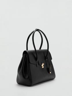 Mango Twist Lock Detail Medium Shoulder Bag, Black - view 2, Black