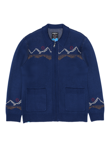 KAVU Jeffery Zip Neck Cardigan, Navy, Navy