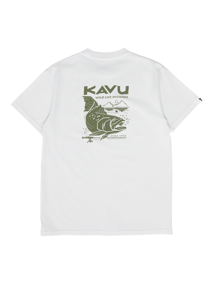 KAVU Speckled Trout Pure Cotton Graphicac Crew Neck T-Shirt, Lunar Rock - view 2, Lunar Rock