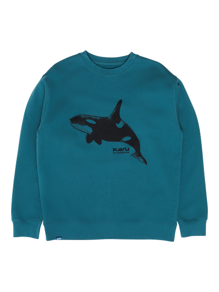 KAVU Ocra Quarry Pure Cotton Graphic Sweatshirt, Transformative Teal, Transformative Teal