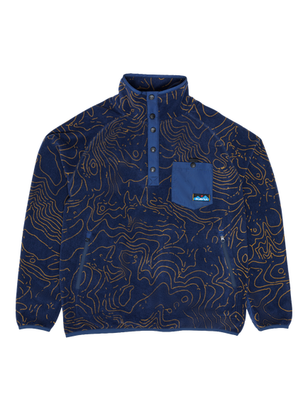 KAVU Teannaway Fleece Pullover, Blue Water Topo, Blue Water Topo
