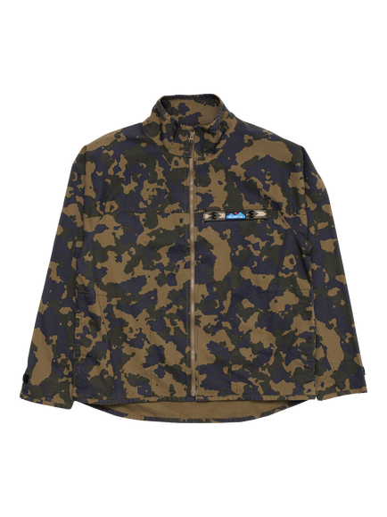 KAVU Relaxed Full Zip Mock Neck Jacket, Olive Camo, Olive Camo