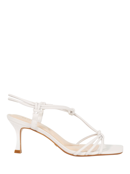 Dune London Matti Leather Stiletto Heel Strappy Sandals, Gold, White
