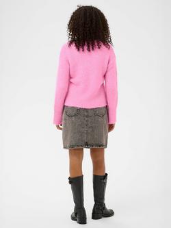 KAFFE Emelie V-Neck Textured Jumper, Pink - view 2, Pink