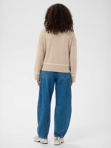 KAFFE Jinie Colour Contrast Jumper, Feather - view 2, Feather