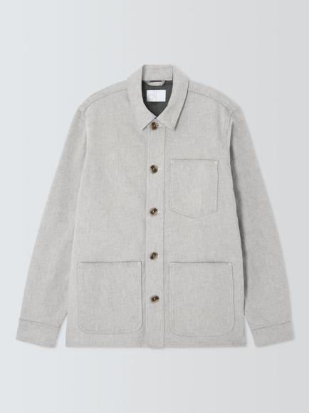 John Lewis Regular Fit Denim Overshirt, Light Grey, Light Grey