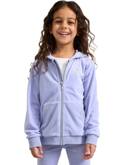 Lindex Kids' Plush Velour Long Sleeve Zip Hoodie, Light Blue